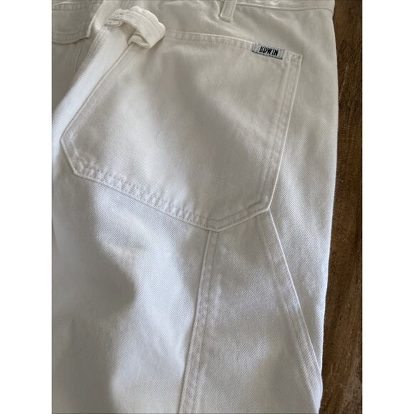Edwin Womens Devin Crop Optic White Worker Carpenter 100% Cotton Jeans Sz 28 NWT - Picture 10 of 12